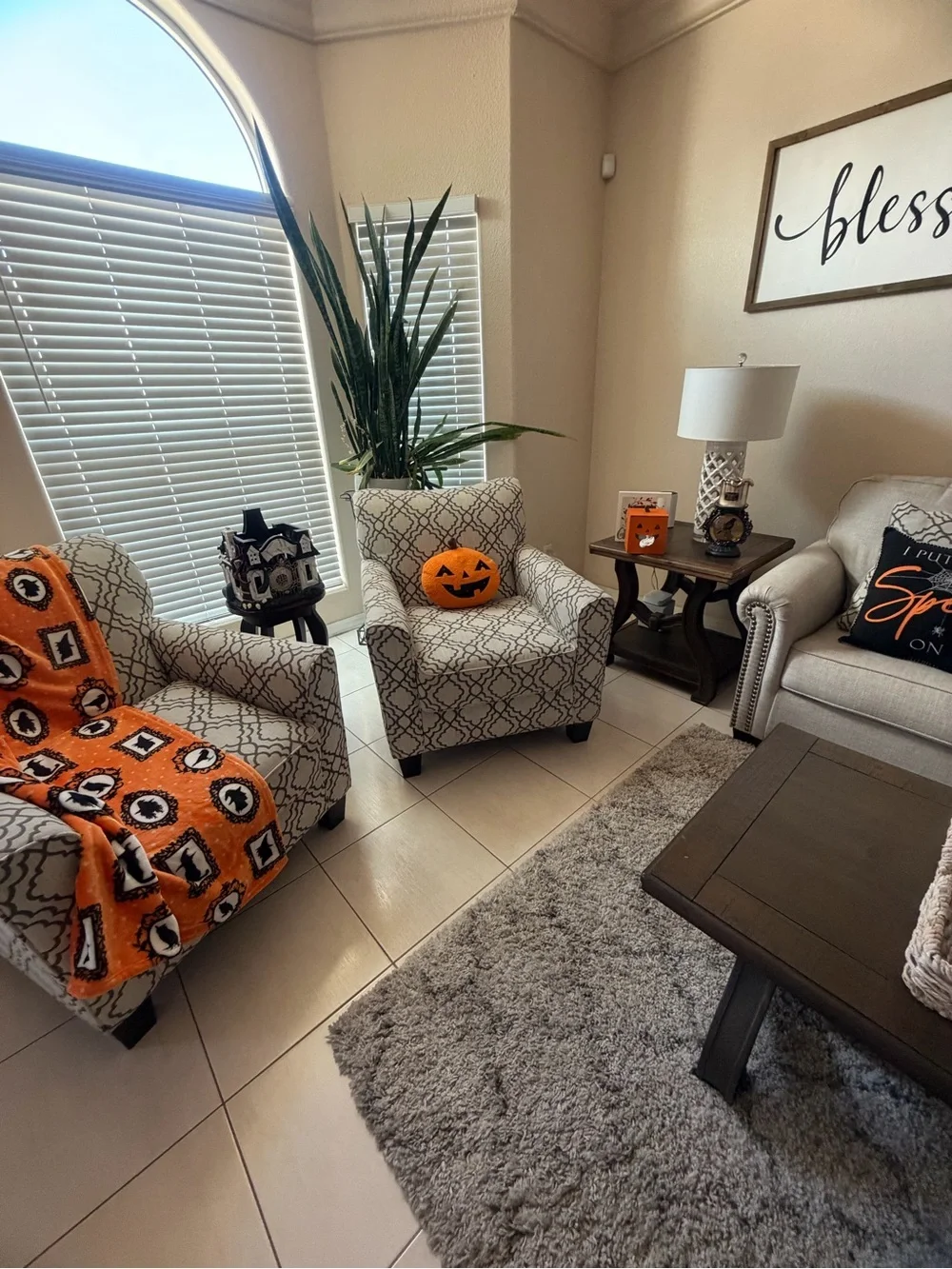 Pumpkin tissue box and Cozy Orange Blanket Throw - Fall Halloween Accent